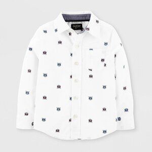 OshKosh B'gosh Toddler Boys' Long Sleeve Woven Button-Down Shirt - White 4T